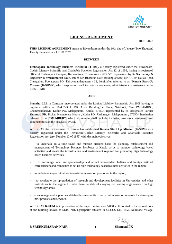 kerala startup business bruvsha kerala LLP